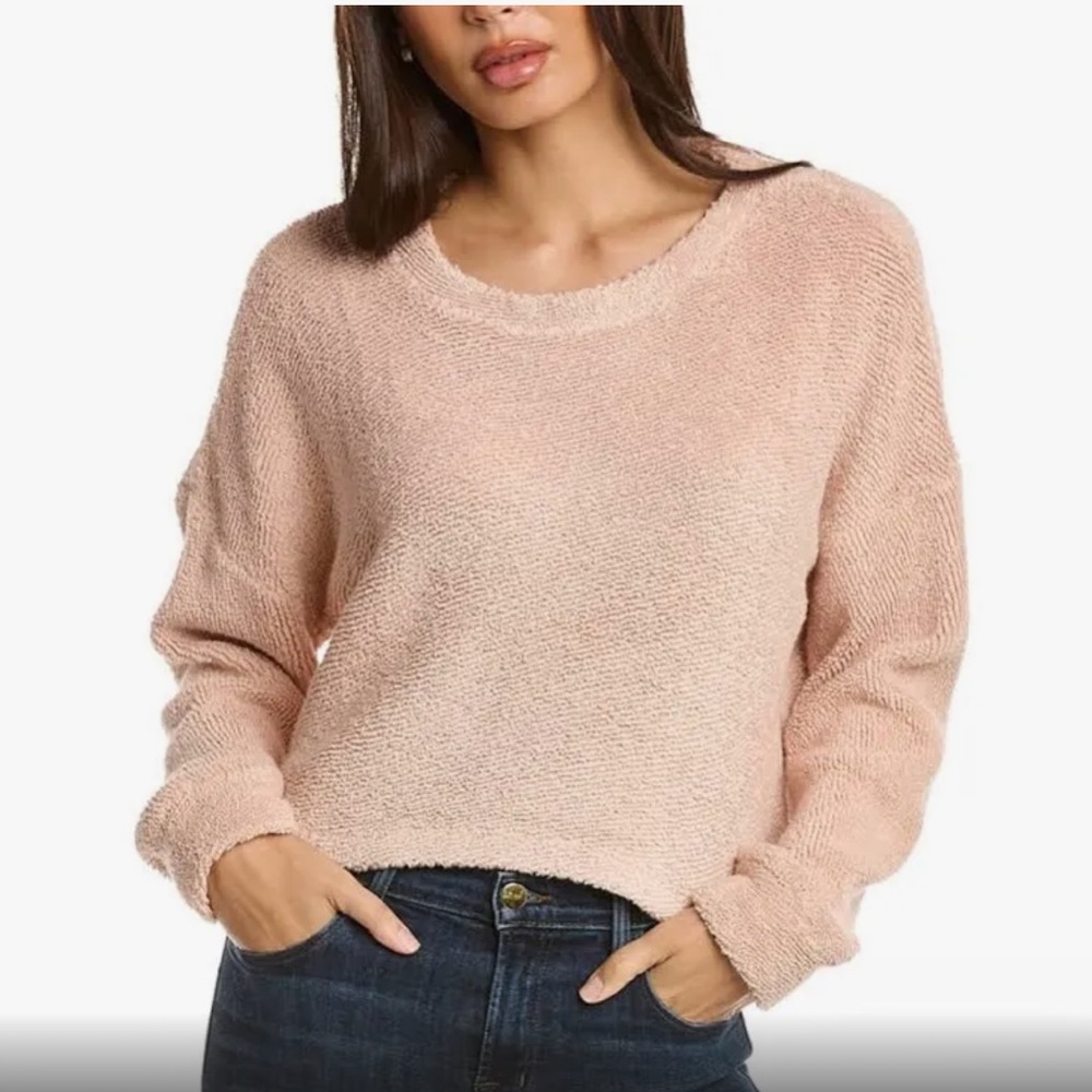 Lanston Sport Pink Terry Cloth Pullover Sweater